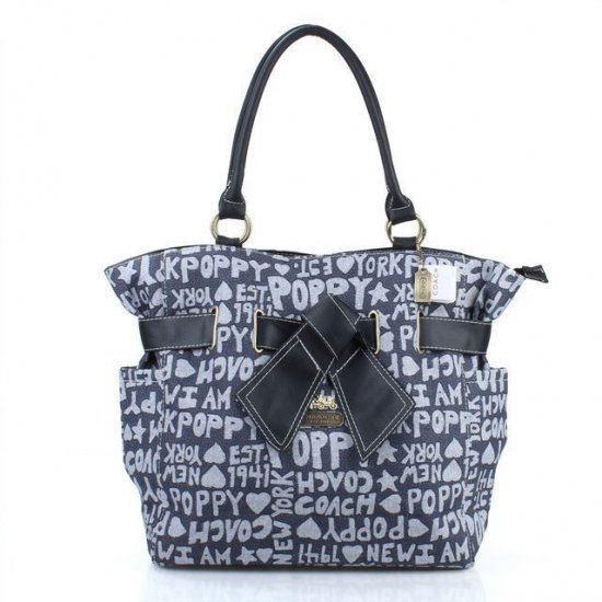 Coach Poppy Bowknot Monogram Medium Grey Totes EUF | Women